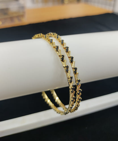 Gold plated Black  Stone bangle