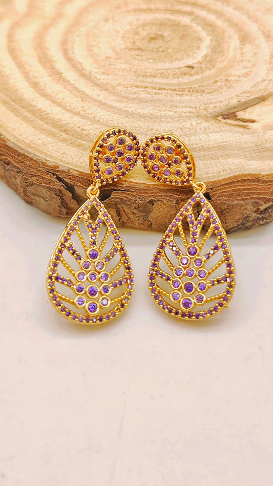 Gold plated stone earrings