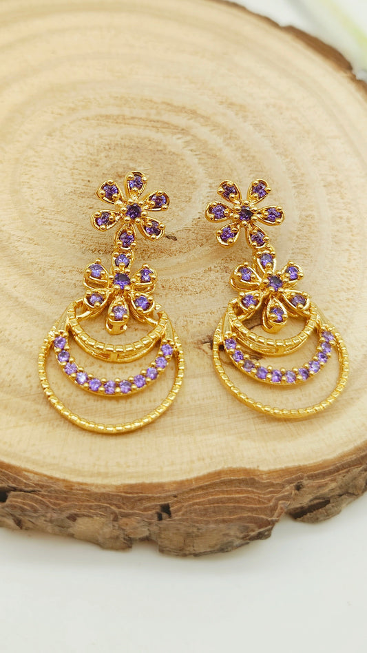 Gold plated stone earrings