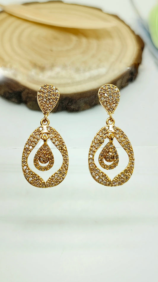 Gold plated stone earrings