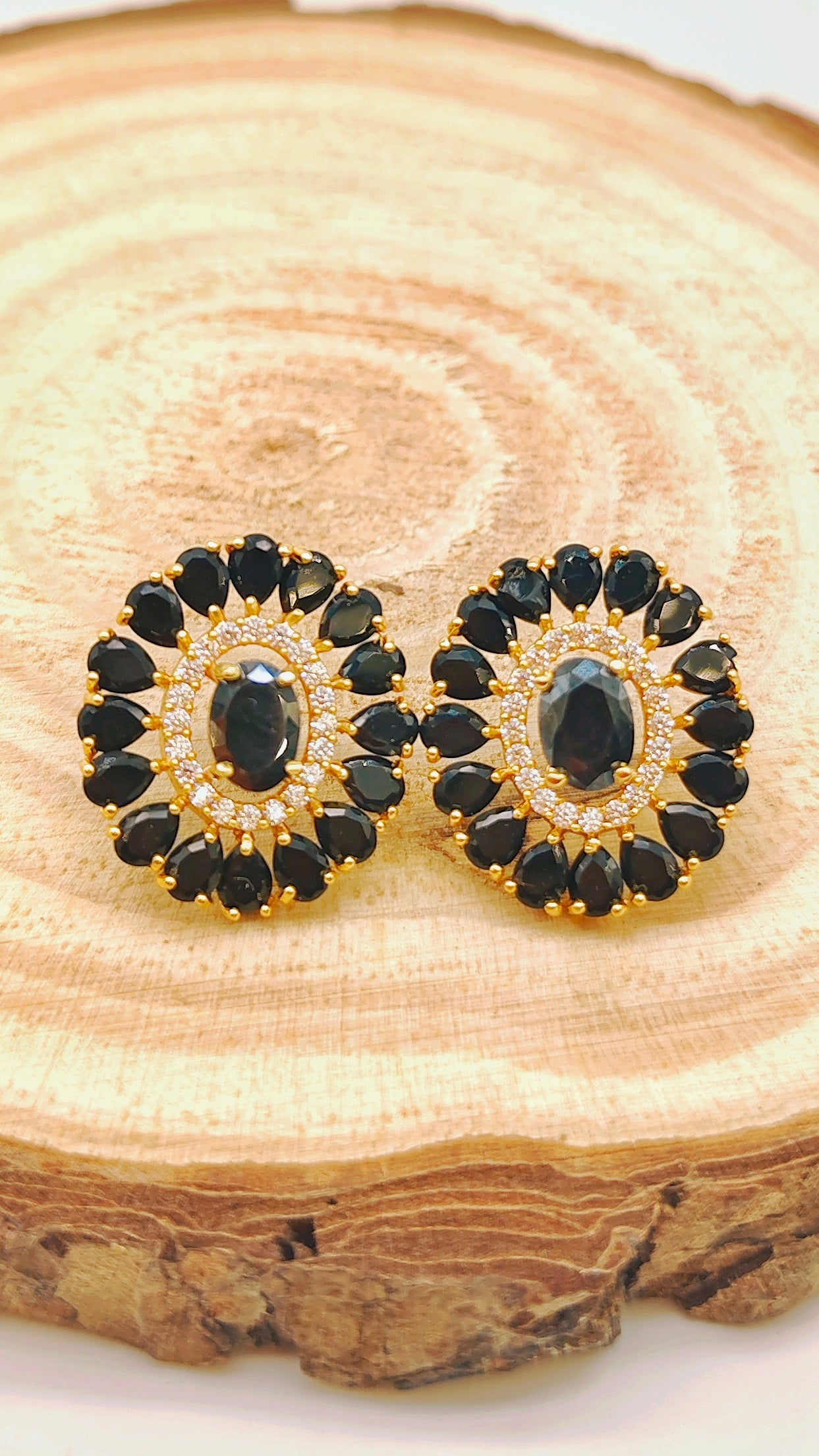 Gold plated stone earrings