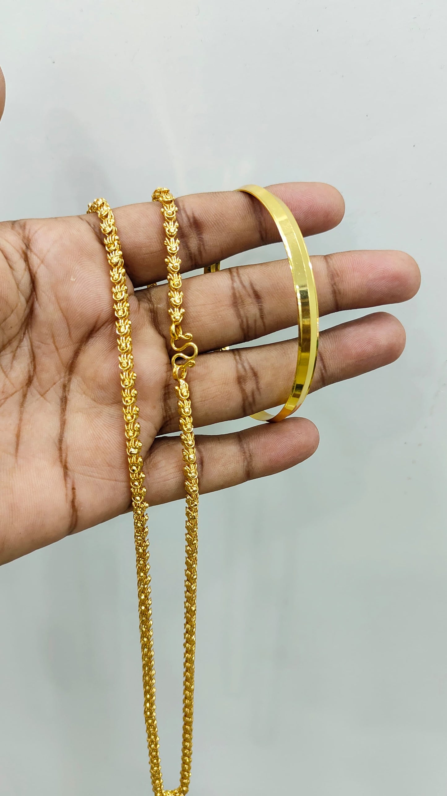 Gold Plated Chain And Punjabi Kada Combo Jewellery - ITSCH150